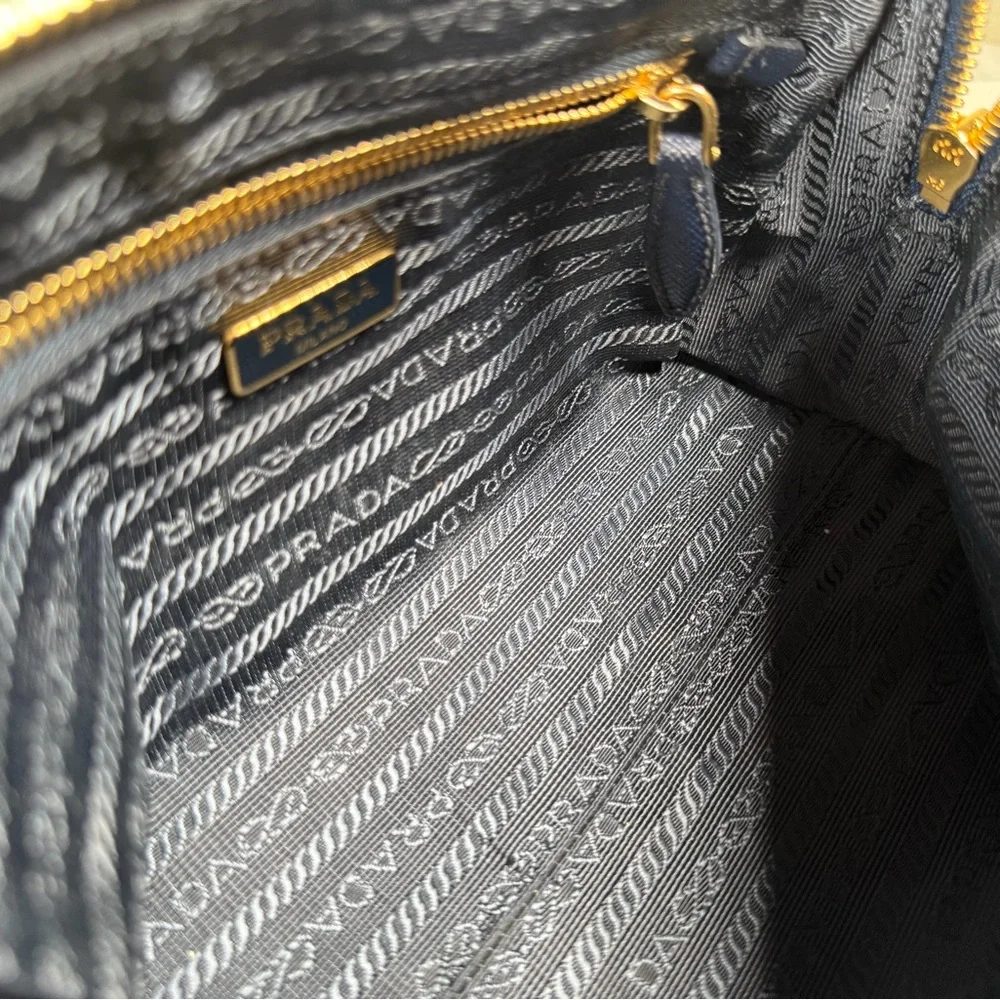Prada Blue Denim Triangle Logo Pouch with Gold Hardware - Picture 13 of 16